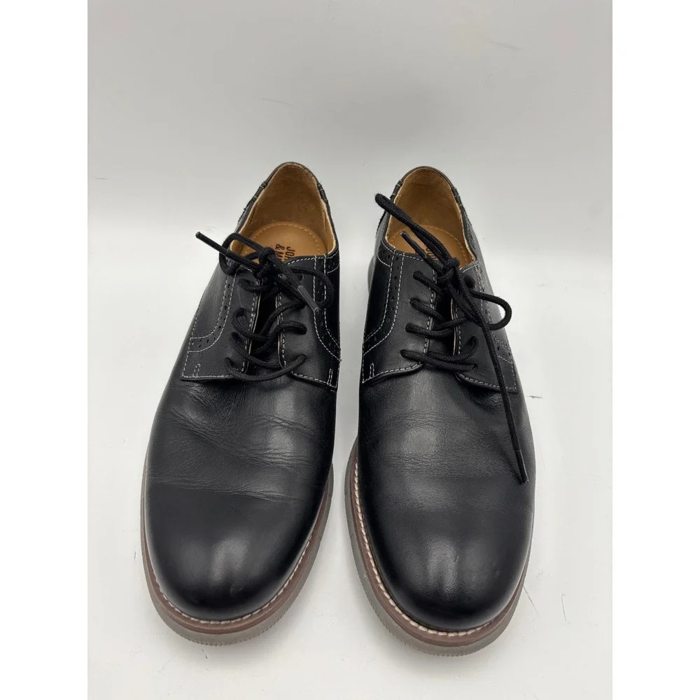 Johnston & Murphy Boys 5.5M Black Genuine Leather Oxford Derby Shoes Flex Sole